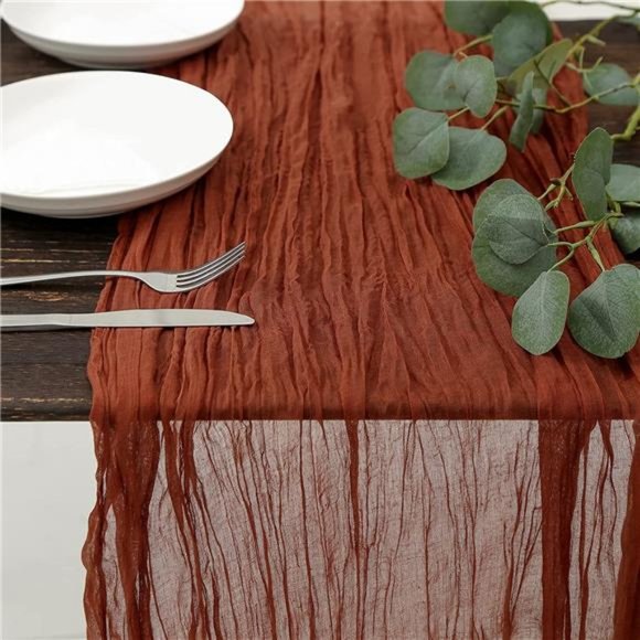 Valentines Day Rust Cheesecloth Table Runner 13.3ft Boho Gauze Cheese Cloth - Picture 1 of 6
